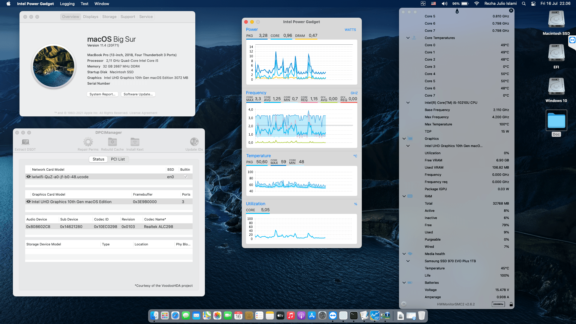 Success Hackintosh macOS Big Sur 11.4 Build 20F71 in MSI Modern 14 A10RB